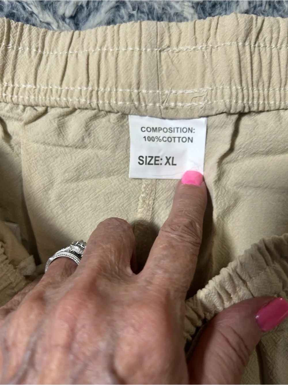 Men's Wide-Leg Drawstring Pants in Khaki NWOT